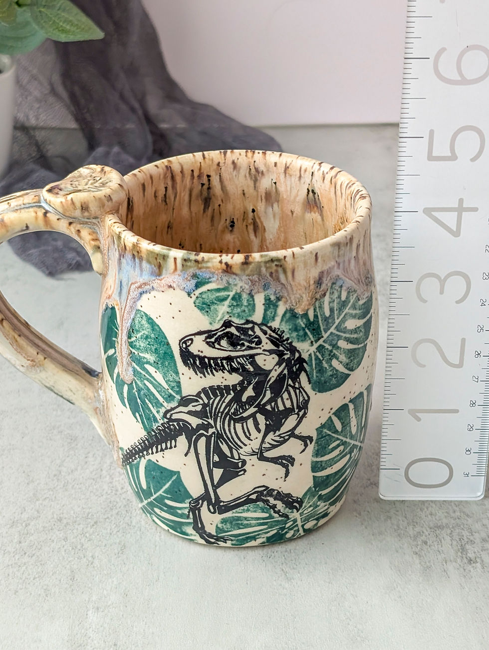 Thumbnail: Handmade dinosaur pottery mug