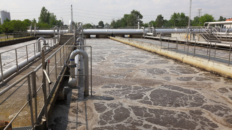 Wastewater treatment plant aerating basin.jpg