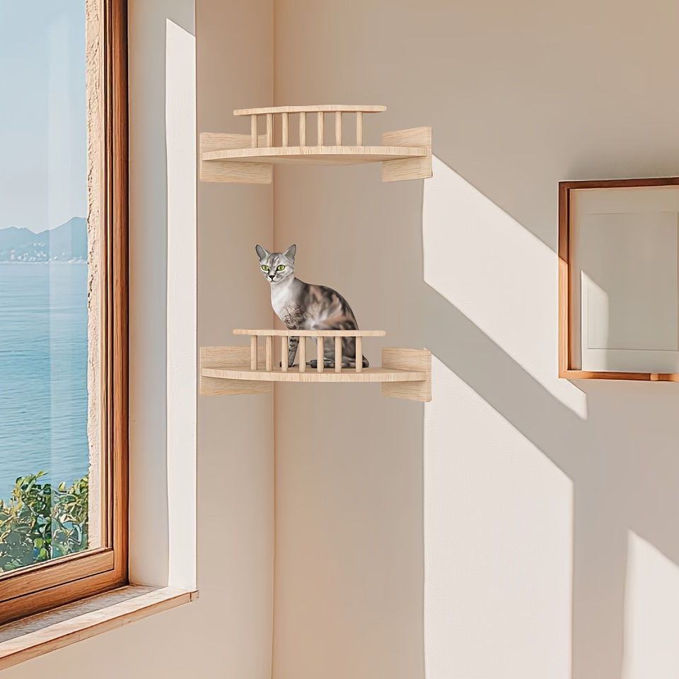 Miniatura: Wall mounted cat climbing frame, cat platform, suspended cat climbing ladder, ca