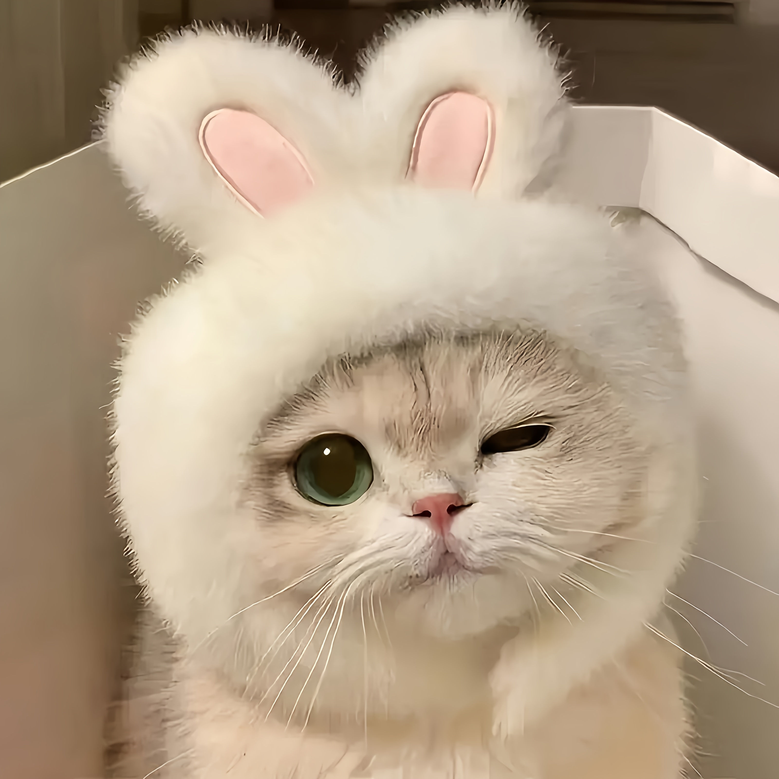 1pc Bunny Ears Cat Hat Themed Pet Costume Knit Fabric Set Comfortable Polyester