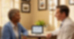 elderly african american woman with doctor