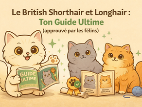 Illustration guide ultime British Shorthair et Longhair avec Mimi et ses amis chats