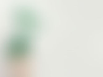 Hand holding up green leaf.