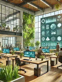 DALL·E 2024-10-14 01.06.18 - A modern physical space of a startup focused on technology an