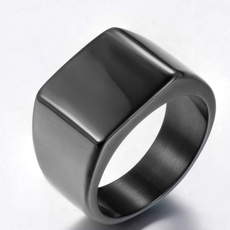Thumbnail: Stainless Steel Square Ring - Black