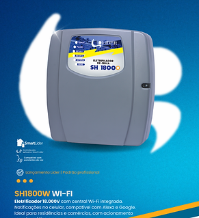 Saída PGM Tensão de saída 18000 volts Bivolt automático (90 a 240 Vac) Saída de LED e saíd