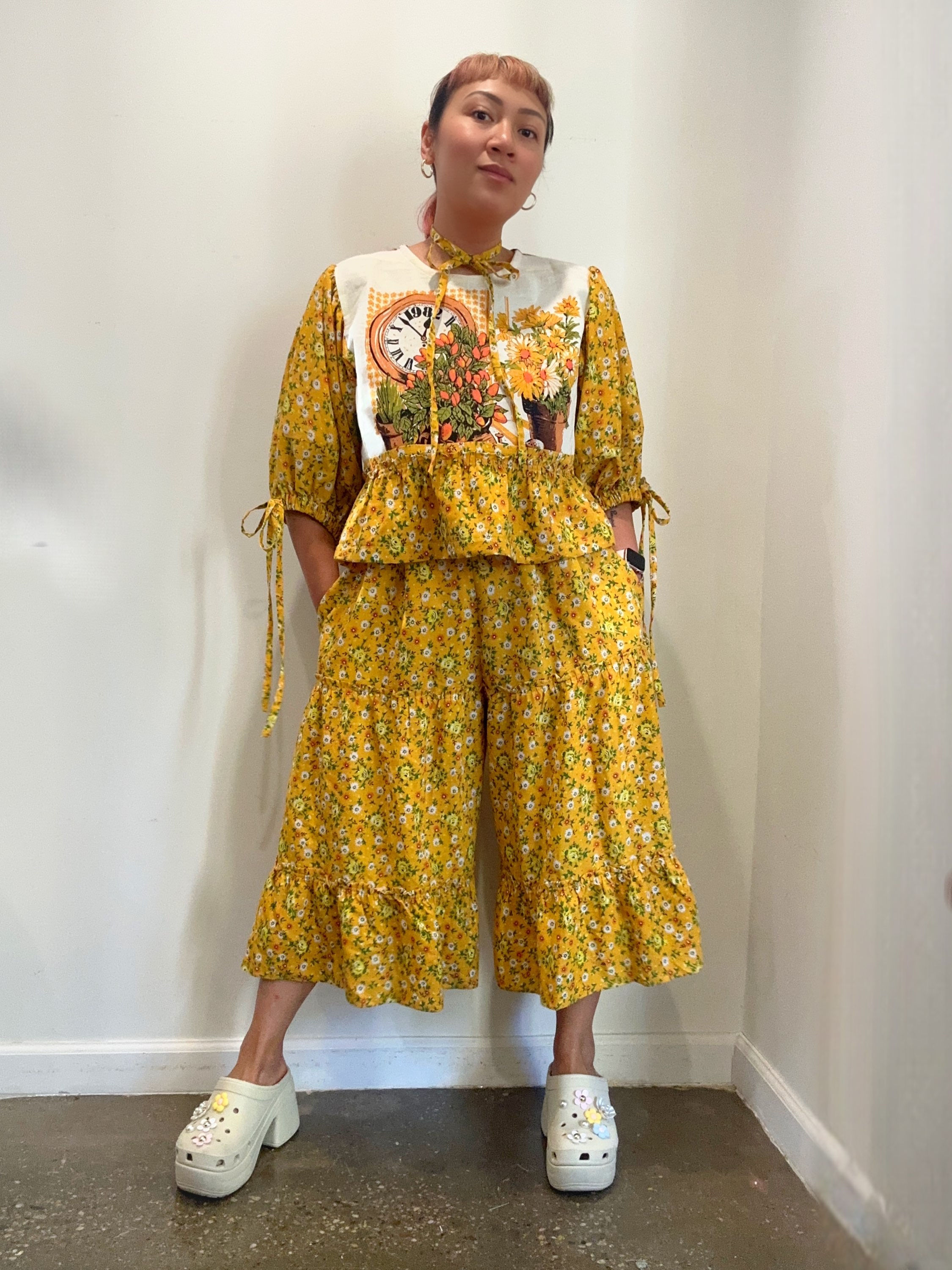 Yellow Fields 1982 Clock Tea Towel Set