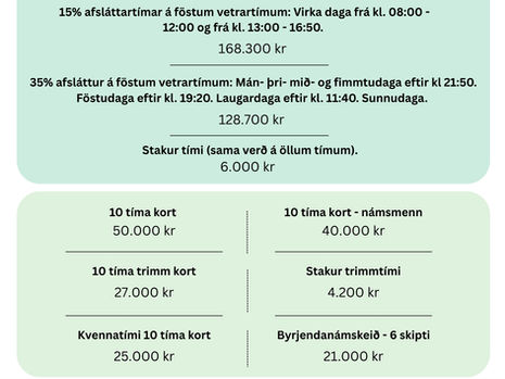 Verðskrá 2025-26