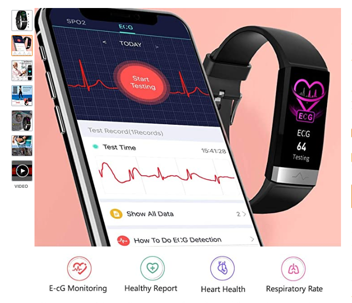 Thumbnail: MorePro Fitness Activity Tracker Heart Rate Blood Pressure Monitor, IP68 Watepro
