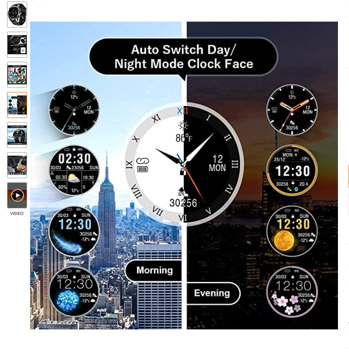 Thumbnail: Wireless Charging, Bluetooth Fitness Tracker with Heart Rate Monitor, Smartwatch