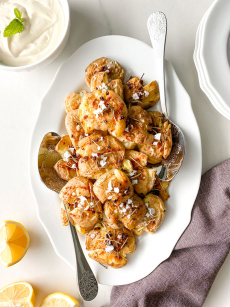 Garlic Lemon Smashed Potatoes