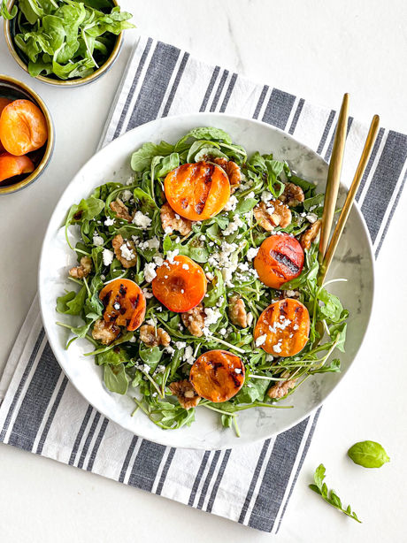 Grilled Apricot & Candied Walnut Arugula Salad