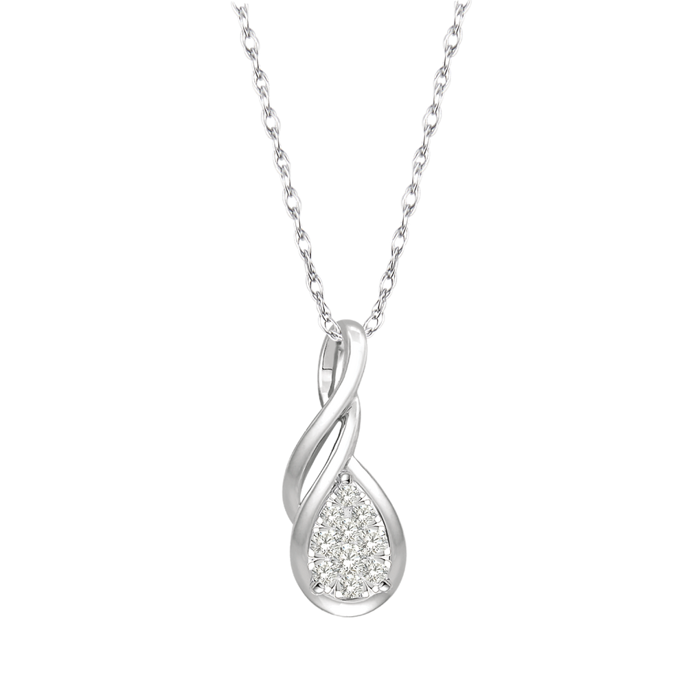 Ladies Diamond Pendant in White Gold 0.12ct Dia