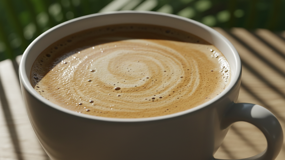 Close-up de xícara de café arábica gourmet com espuma cremosa