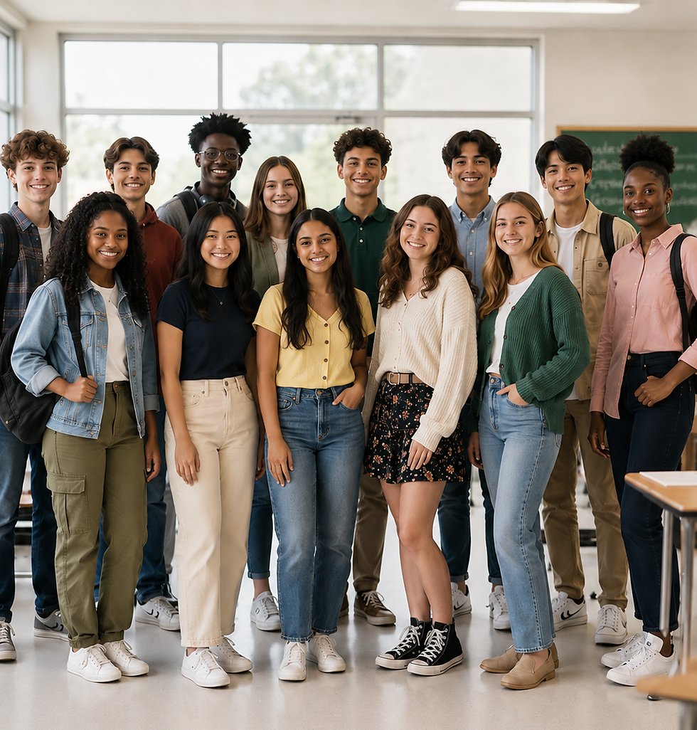 Group of young adults standing together in a youth mentorship program
