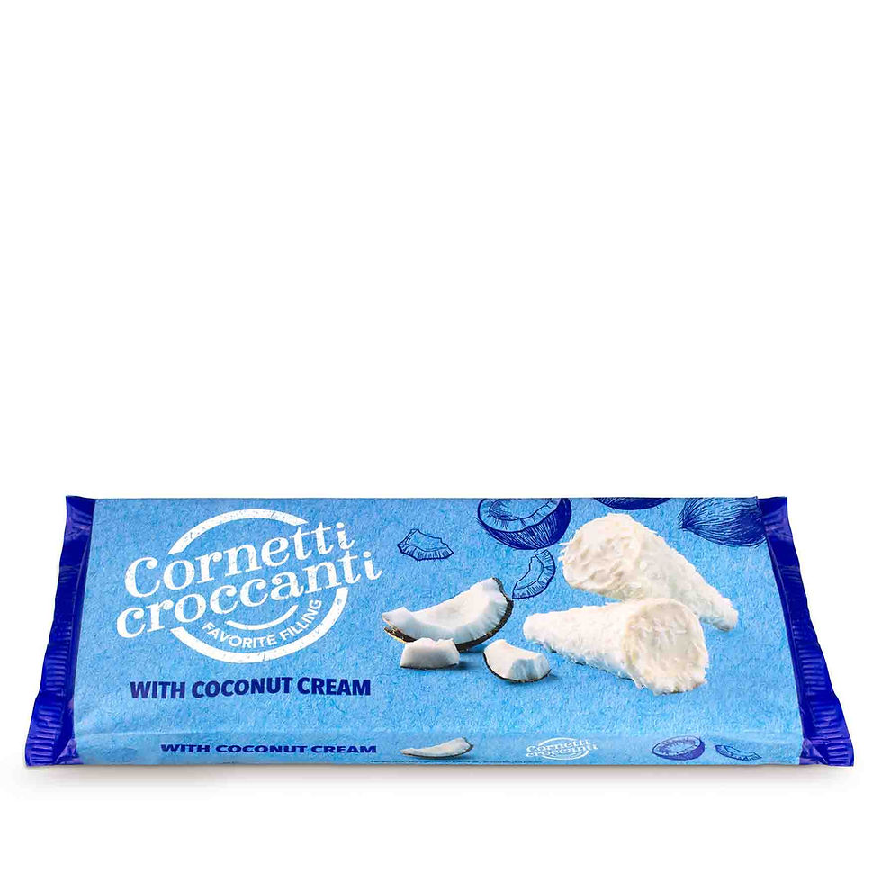 Cornetti croccanti de crema de coco de 112 g.