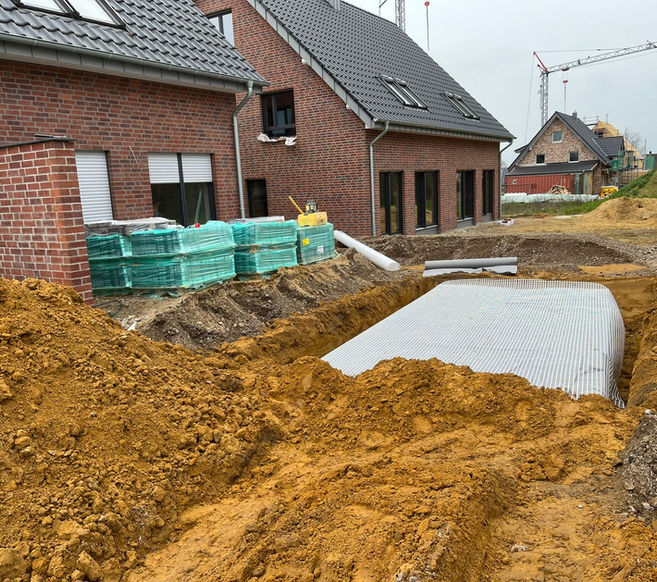 Einbau einer Regenwasserrigole