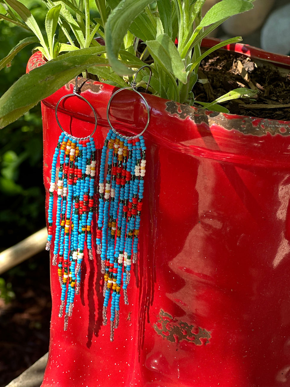 Thumbnail: Blue Skies and Floral Beaded fringe 