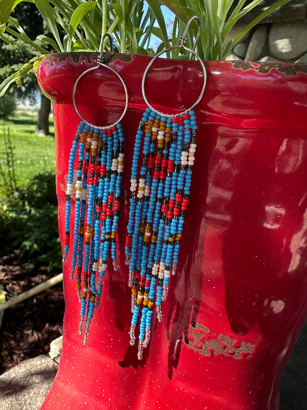 Thumbnail: Blue Skies and Floral Beaded fringe 