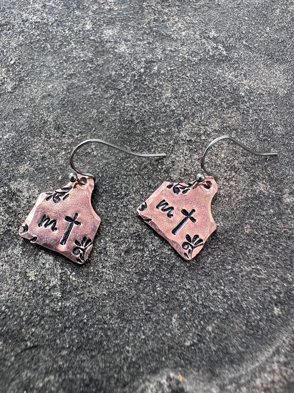 Thumbnail: Copper mT cow tag earrings