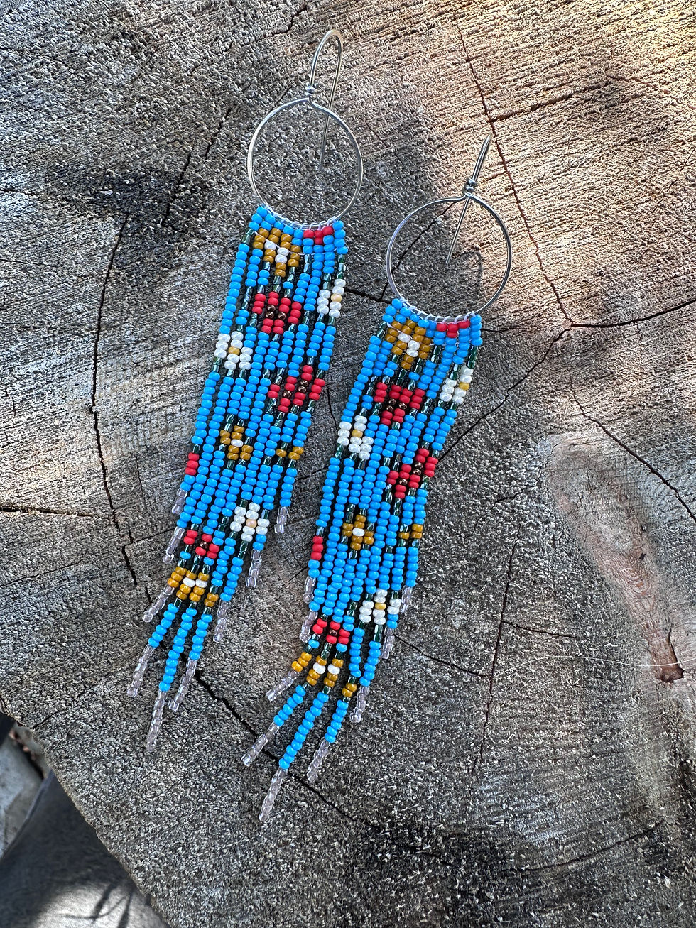 Thumbnail: Blue Skies and Floral Beaded fringe 