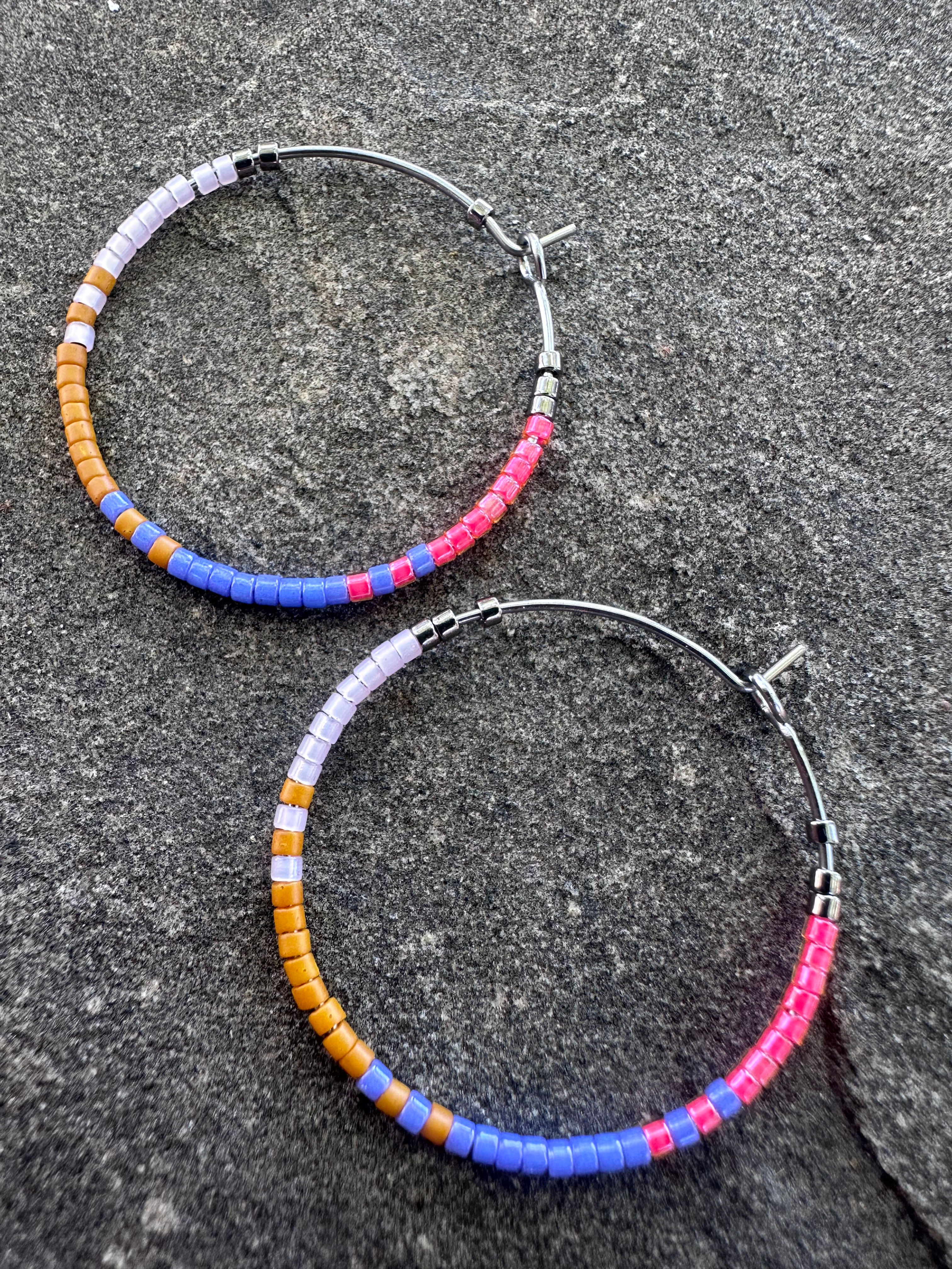 Pop of Pink Beaded Hoops