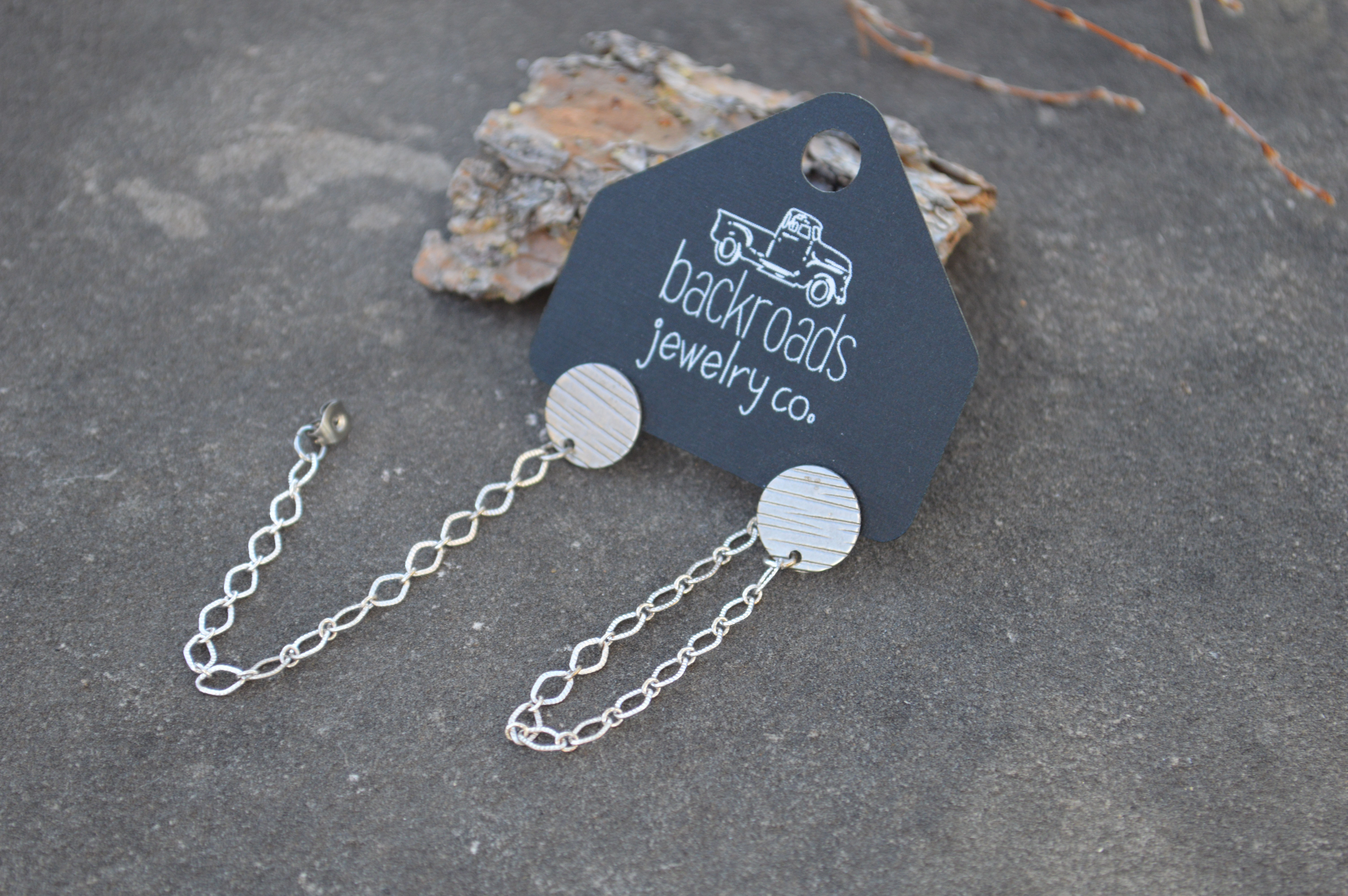 Post and Bead Chain stud earrings