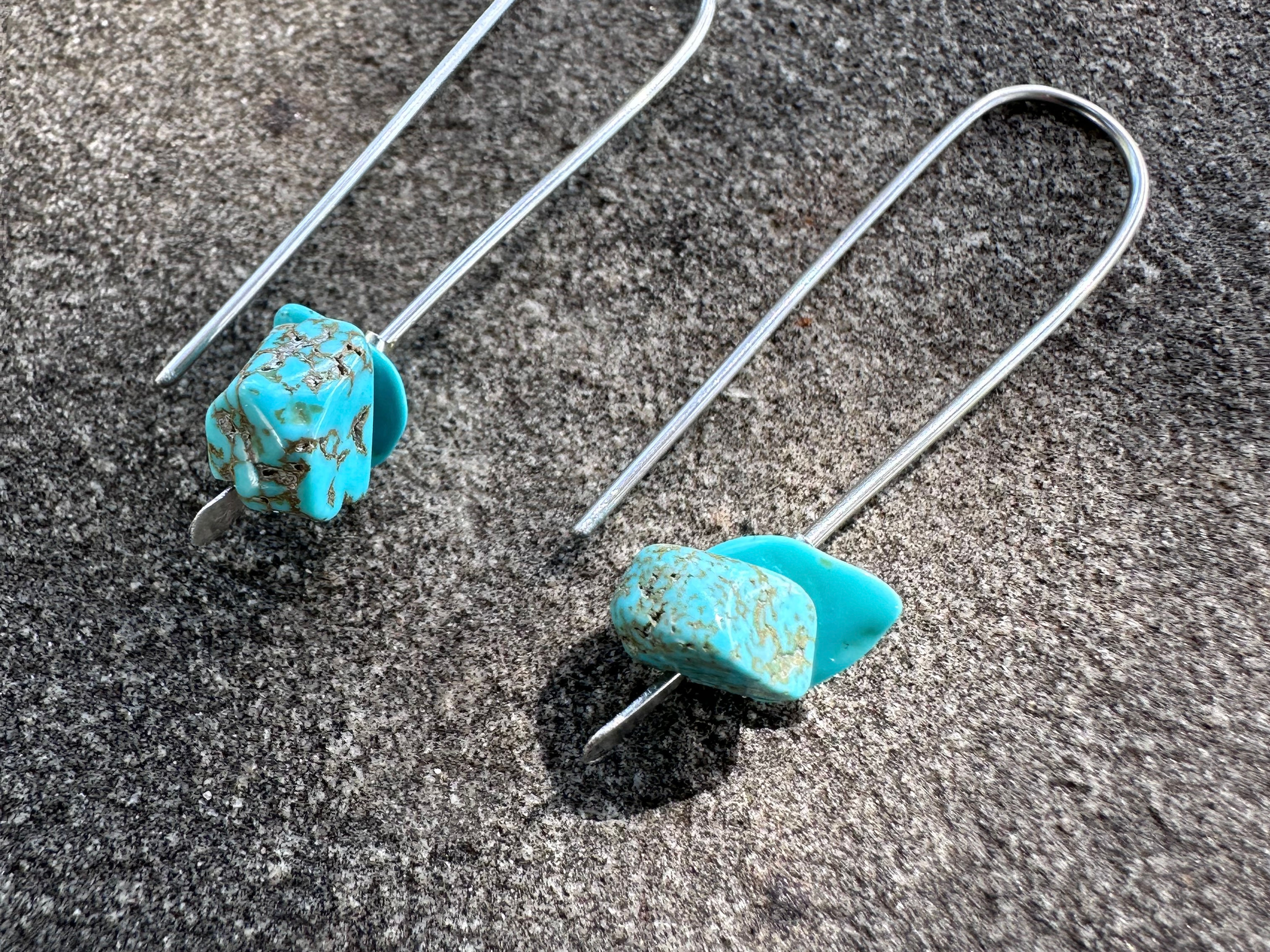 Turquoise Chip Minimalist Stainless earrings