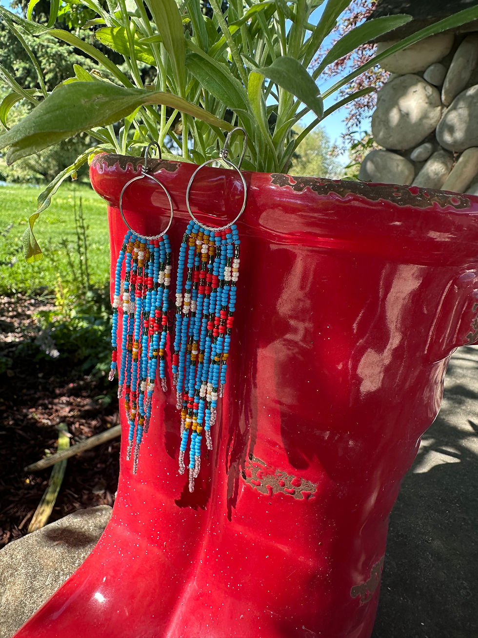 Thumbnail: Blue Skies and Floral Beaded fringe 