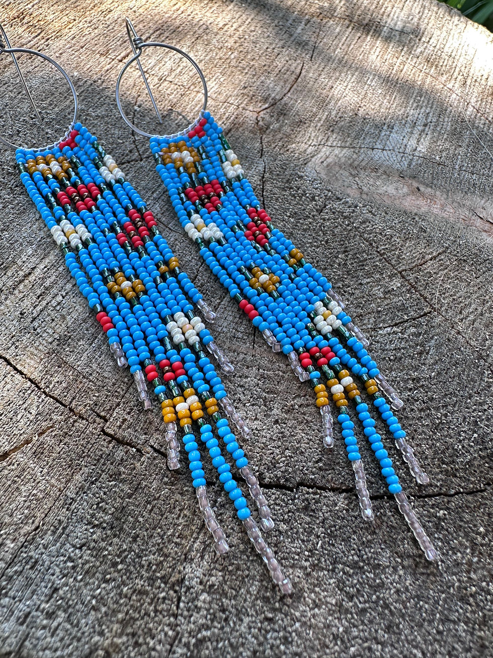 Thumbnail: Blue Skies and Floral Beaded fringe 