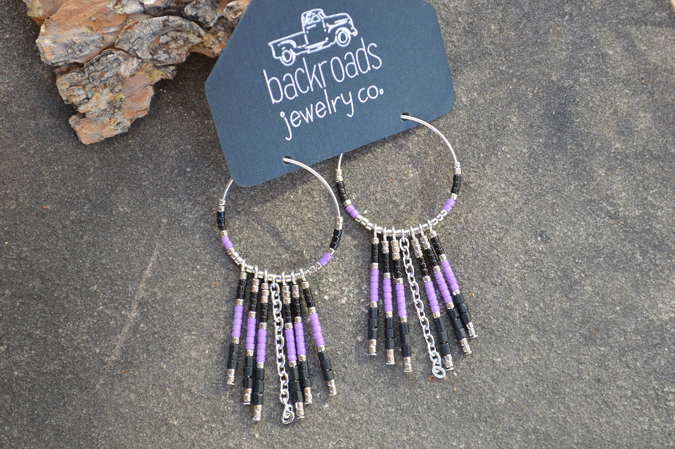 Thumbnail: Panther Beaded Fringe Hoops