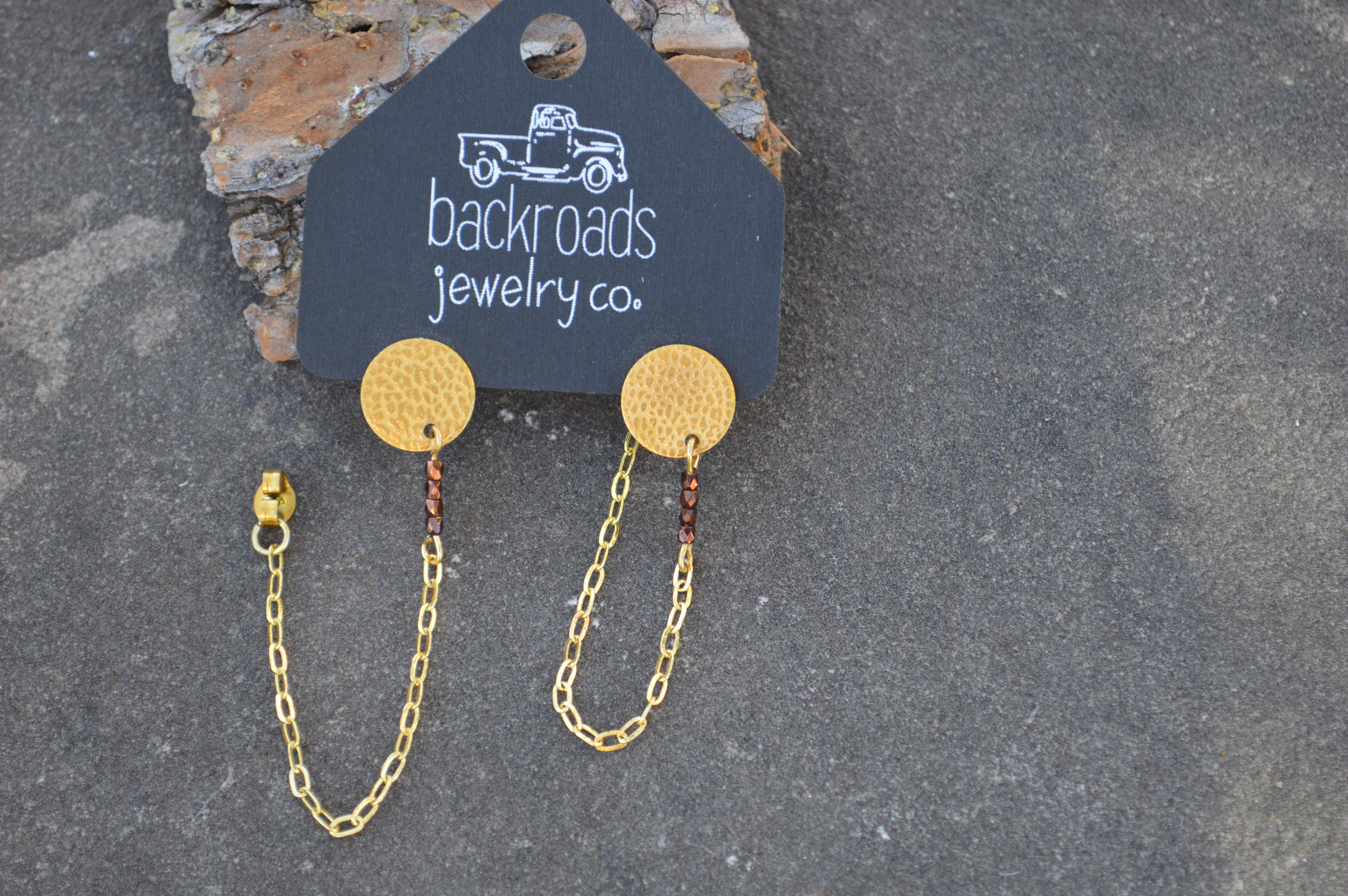 Post and Bead Chain stud earrings