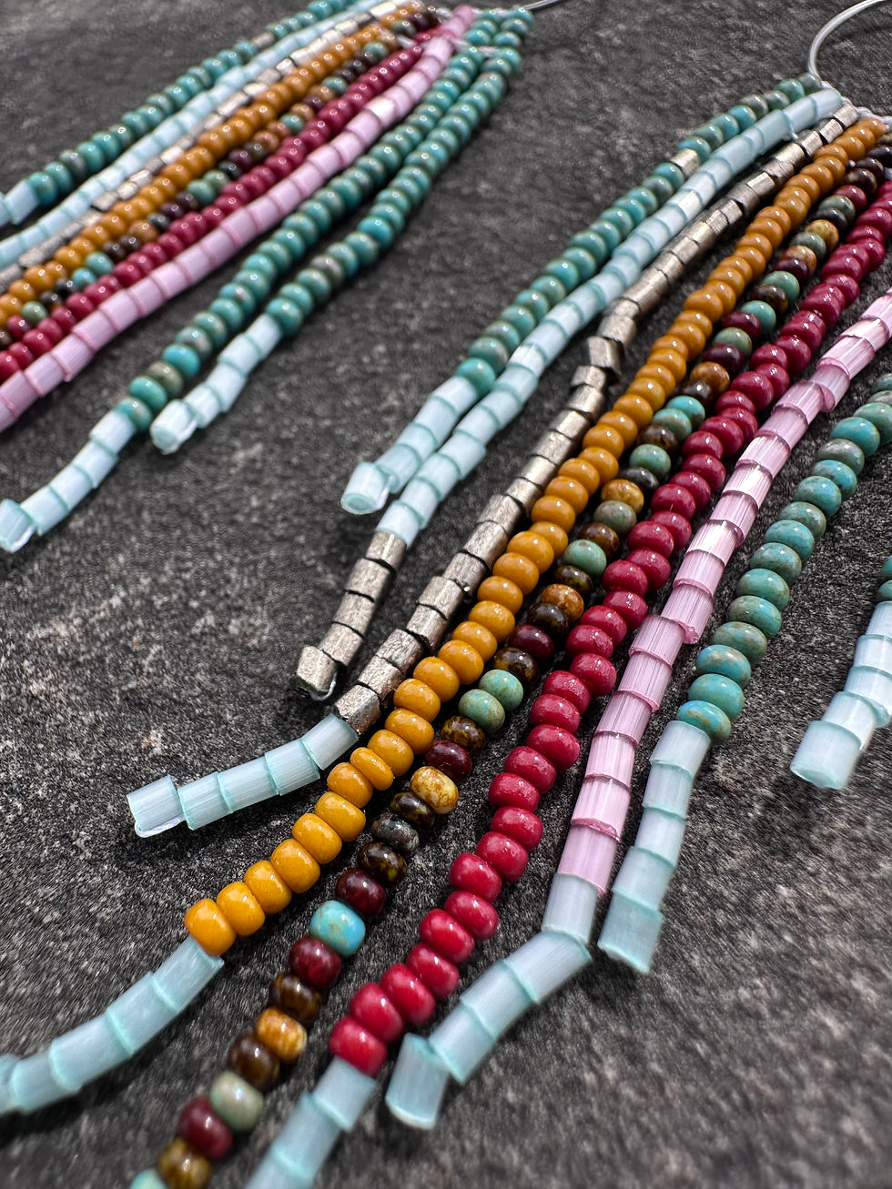 Thumbnail: Summer Vibes Western Beaded fringe hoop earrings