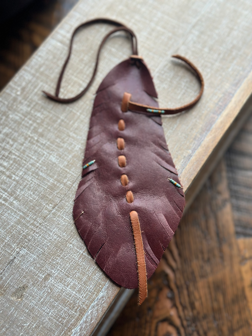 Thumbnail: Red Leather Feather Charm