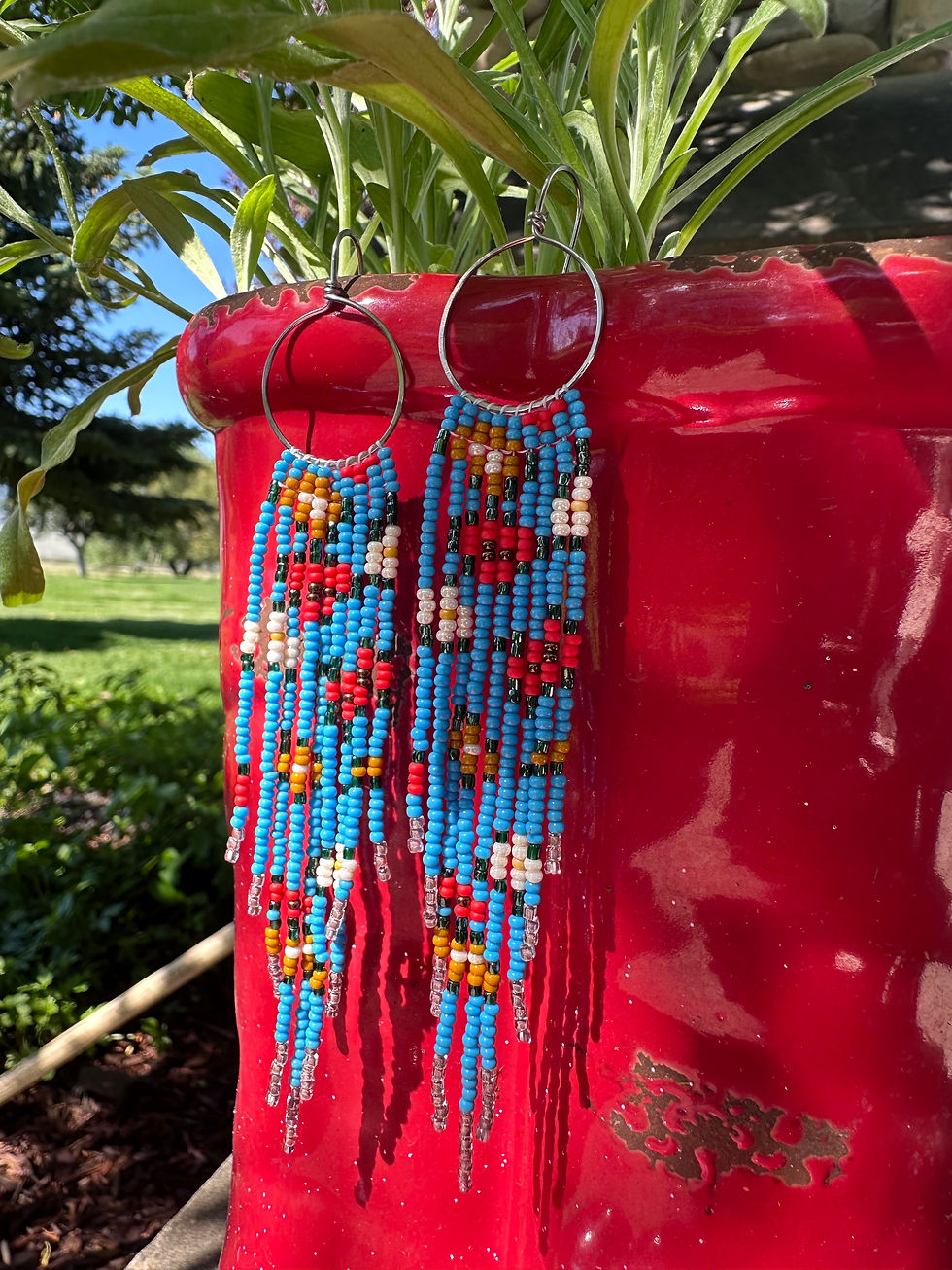 Thumbnail: Blue Skies and Floral Beaded fringe 