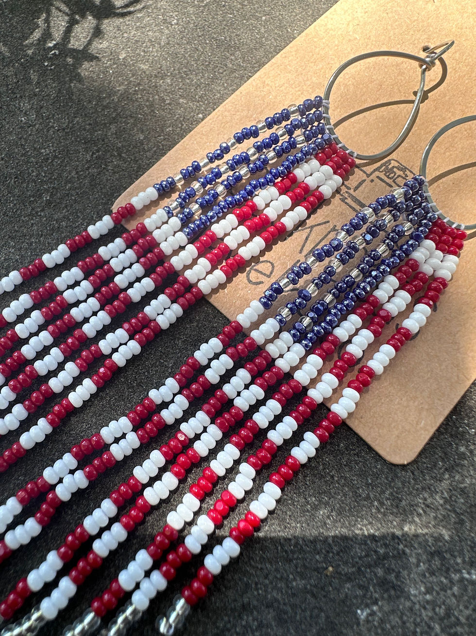 Thumbnail: Patriotic Beaded fringe earrings