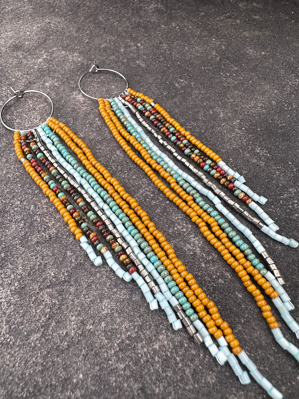Thumbnail: Beachy Beaded fringe hoop earrings