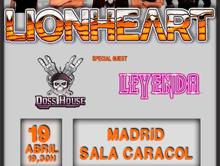 Lionheart -Madrid Date Confirmed 19-4-18