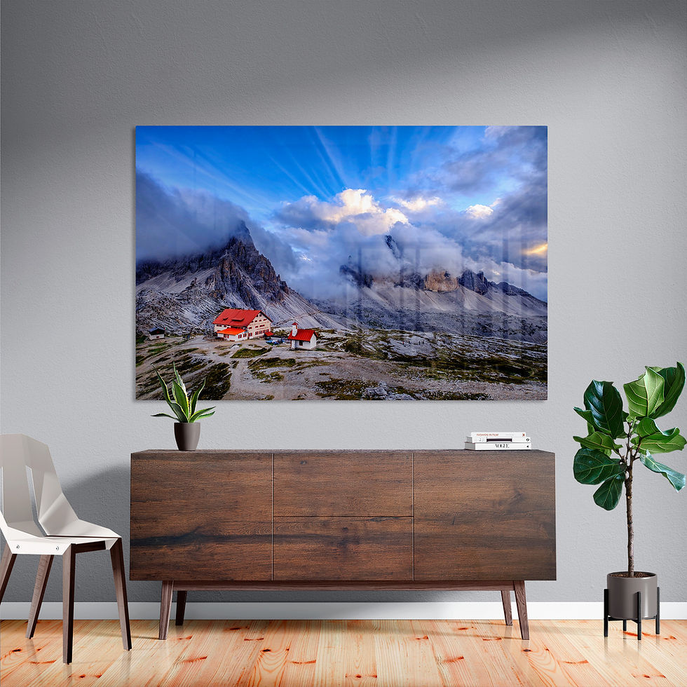 Sun peaking over the Dolomites in Italy