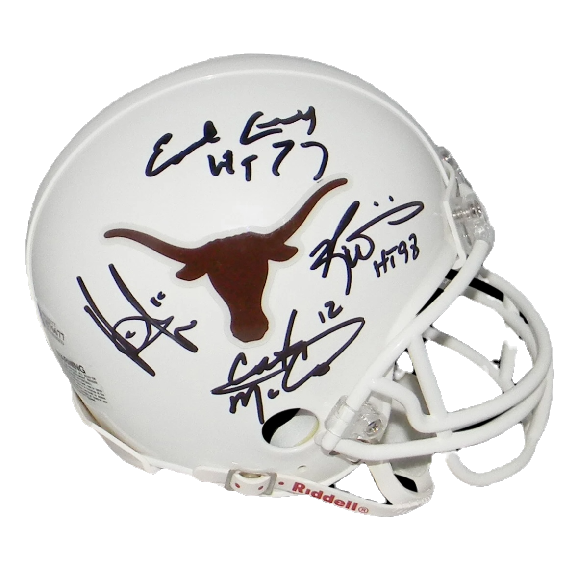 EARL CAMPBELL RICKY WILLIAMS VINCE YOUNG COLT McCOY SIGNED TEXAS MINI HELMET