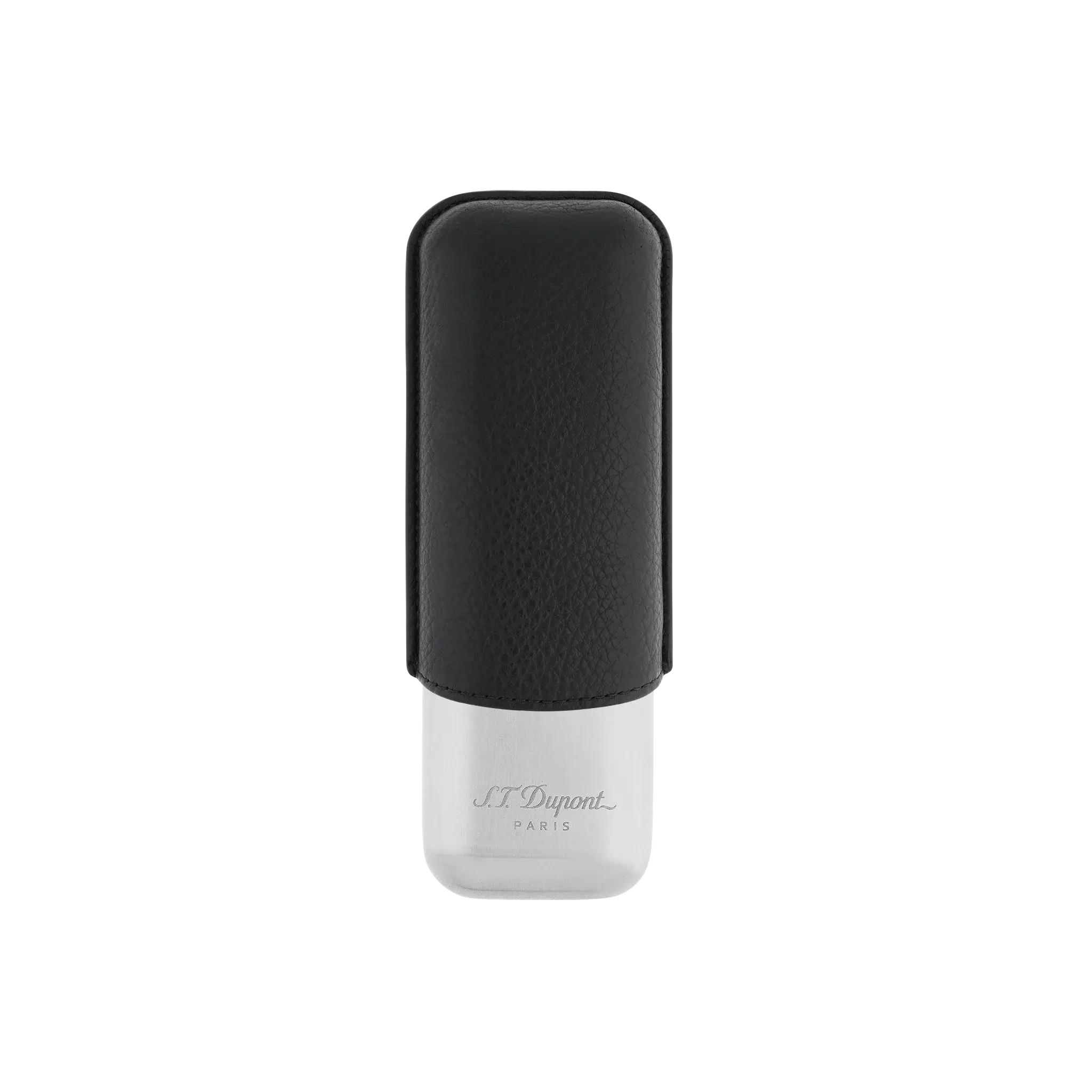 BLACK GRAINED AND CHROME 2 CIGAR CASE