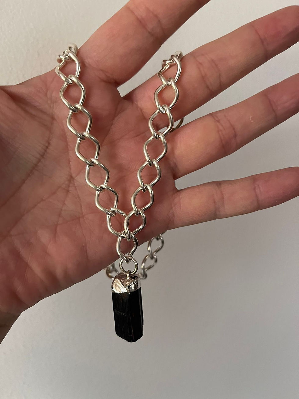 Collar Maxi Eslabón Silver Turmalina Negra