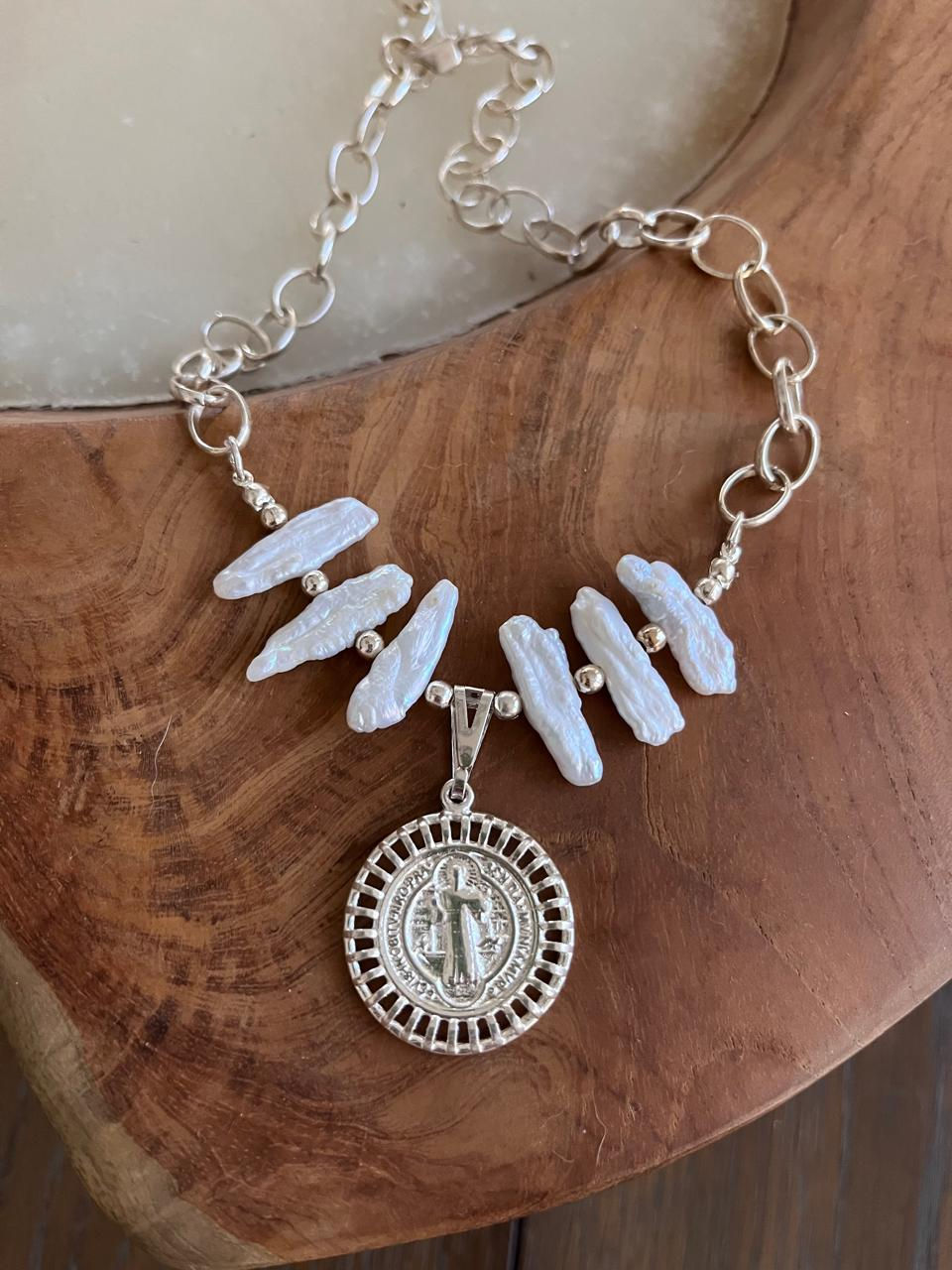 Collar Silver San Benito Perlas Rama