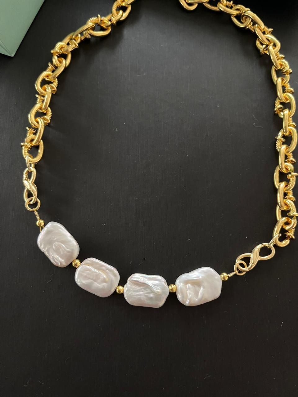 Miniatura: Collar Gold Perlas Scuare