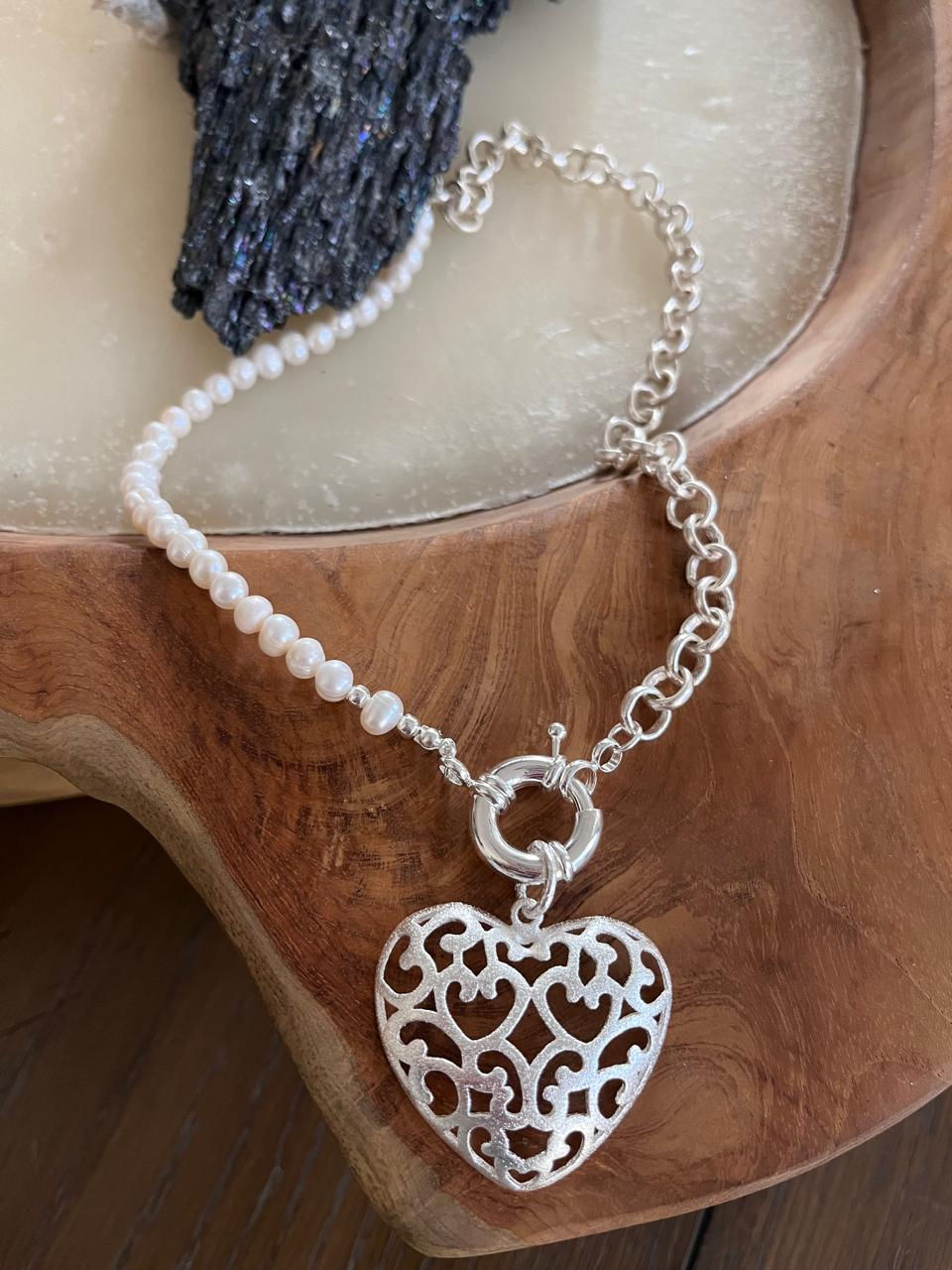 Miniatura: Collar Silver Maxi Corazón Mix Perlas