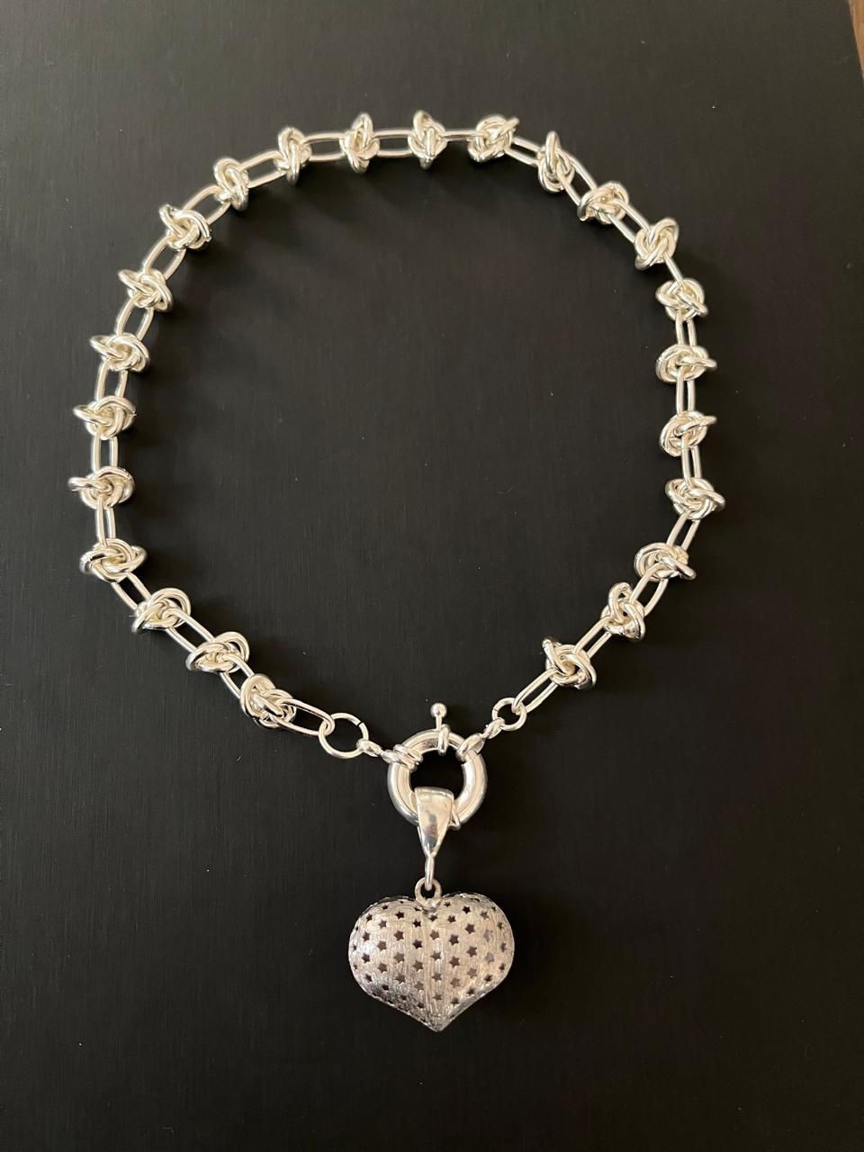 Miniatura: Collar Silver Corazón Inflado calado Stars