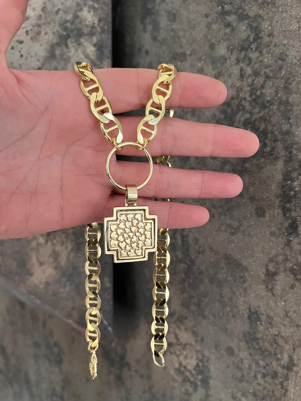 Miniatura: Collar Gold Cruz de Corazones Doré