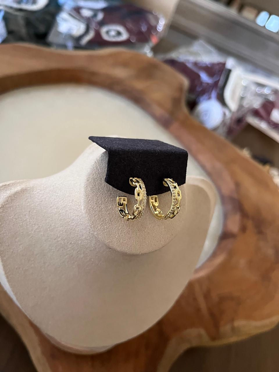 Miniatura: Aros Gold Argollas Cadenetas Microcircones
