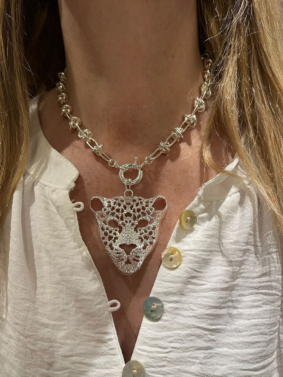Collar Silver Maxi Pantera Calada 3D