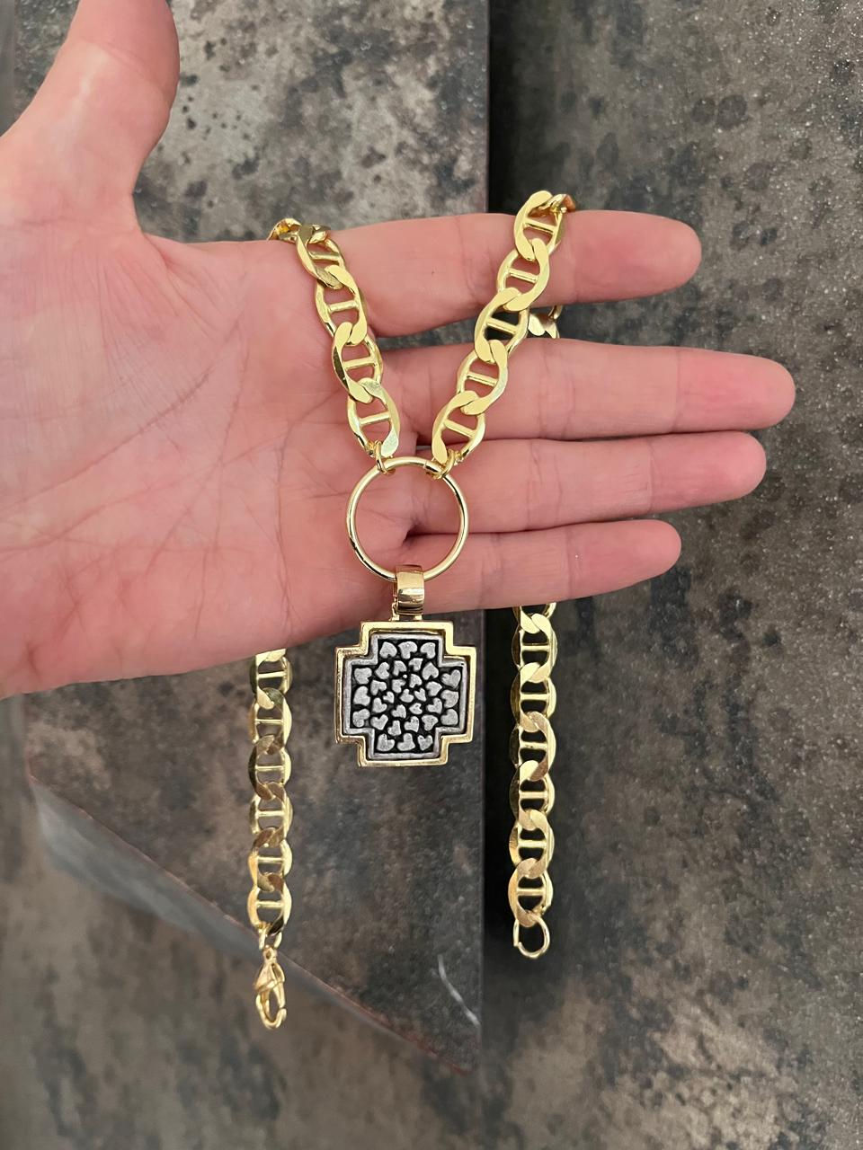 Miniatura: Collar Gold Cruz de Corazones BI Color